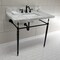 Fauceture KVPB3622M8SQ0 36" Console Sink with Brass Legs (8-Inch, 3 Hole), Marble White/Matte Black KVPB3622M8SQ0 - alternate 4